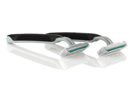 Disposable shaving machines on a white background.の写真素材