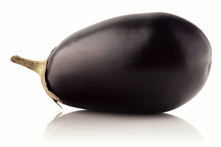Juicy ripe eggplant on a white backgroundの写真素材