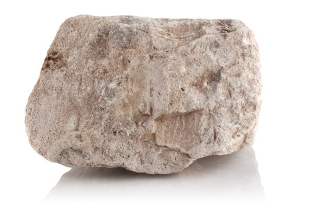 stone, limestone on a glossy white backgroundの写真素材