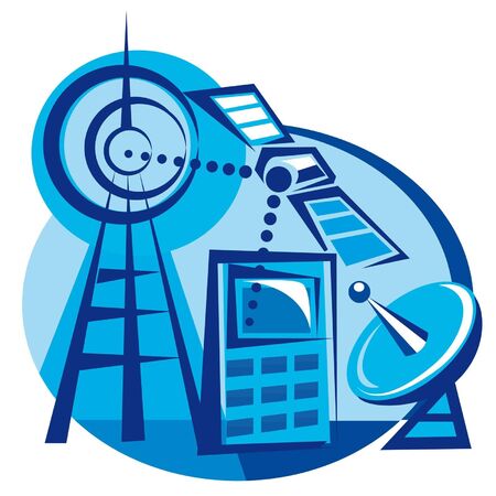 Mobile phone and satelliteのイラスト素材