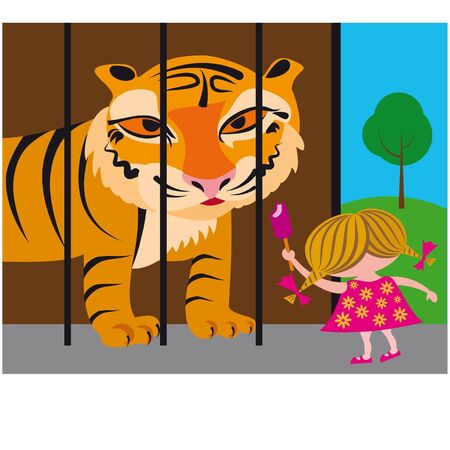 child and tiger at the zooのイラスト素材