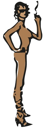 nude smoking modelのイラスト素材