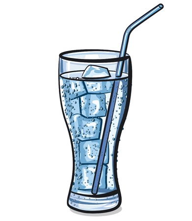 glass of fresh cool carbonated water with iceのイラスト素材
