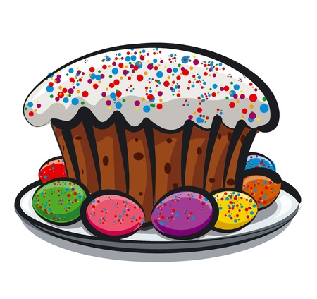 Easter eggs and cakeのイラスト素材