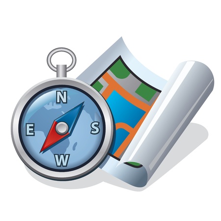 compass and map iconのイラスト素材