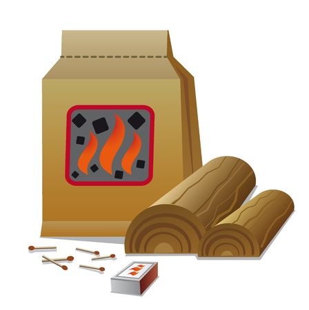 firewood and charcoalのイラスト素材