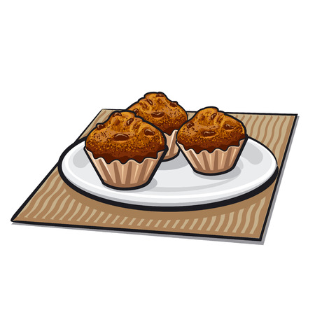 muffins on a plateのイラスト素材