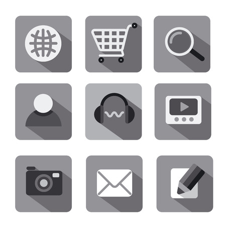 web icon set flat grayのイラスト素材