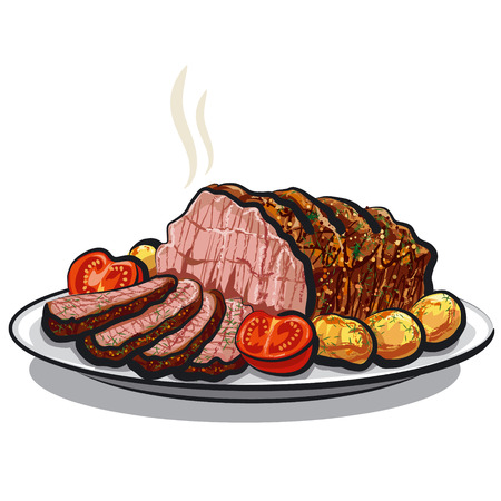 roast beef with potatoesのイラスト素材