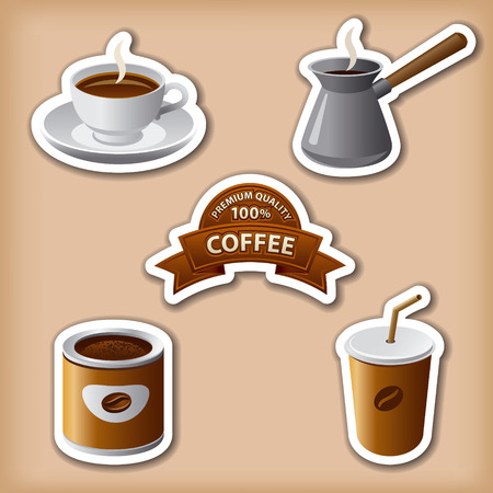 coffee stickersのイラスト素材