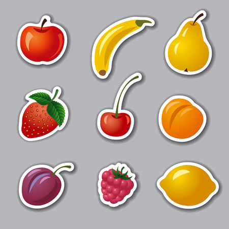  fruits and berries stickersのイラスト素材