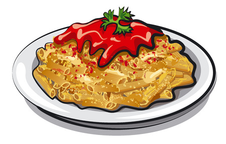 spaghetti with sauseのイラスト素材