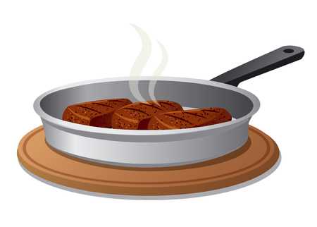 hot cutlets on panのイラスト素材