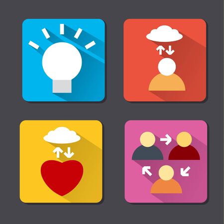 meditation flat iconsのイラスト素材