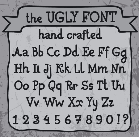 handcrafted ugly fontのイラスト素材