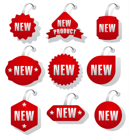 set of red advertising and promotion bannersのイラスト素材