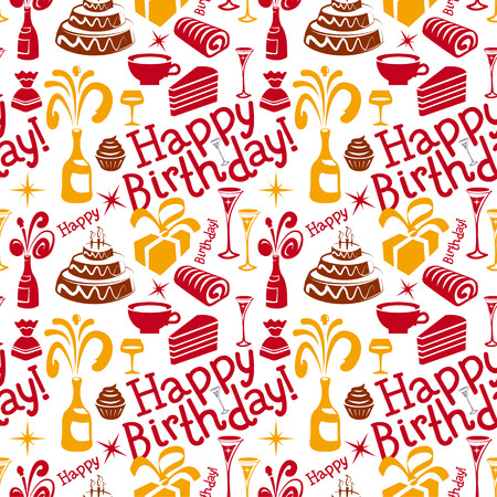 happy birthday background seamless patternのイラスト素材