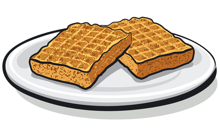 Illustration of hot baked homemade waffles on plateのイラスト素材