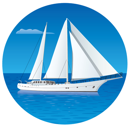 Illustration of sailing luxury yacht in the seaのイラスト素材