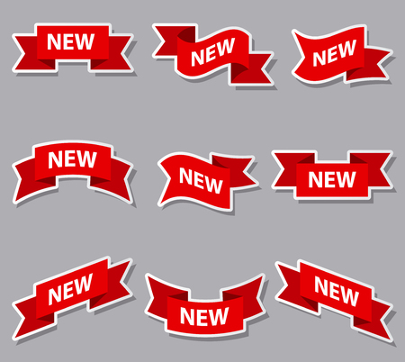 illustration of set of advertising banners and stickers for new productのイラスト素材