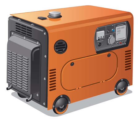 Illustration of industrial and home power generators on wheelsのイラスト素材