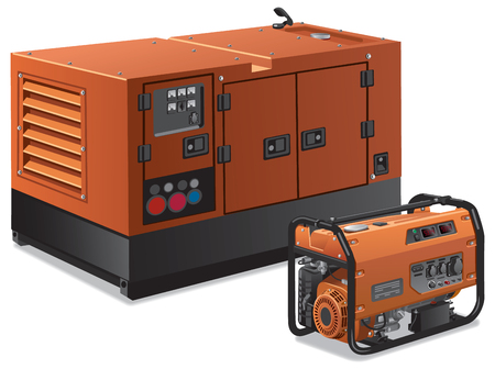Illustration of different kind of industrial and home power generatorsのイラスト素材