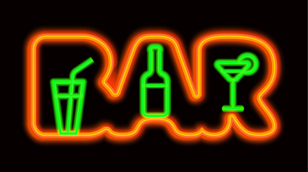 Illustration of neon signboard for alcohol barのイラスト素材