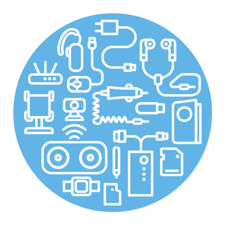 Illustration of concept accessories icons for mobile phone devices.のイラスト素材