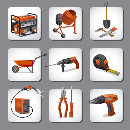 Illustration of construction tools icons setのイラスト素材
