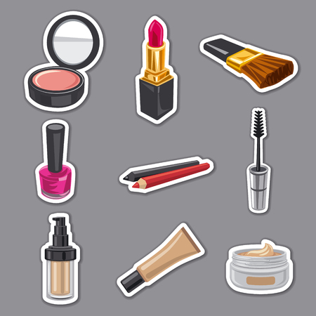 Illustration of cosmetics and make up stickers setのイラスト素材