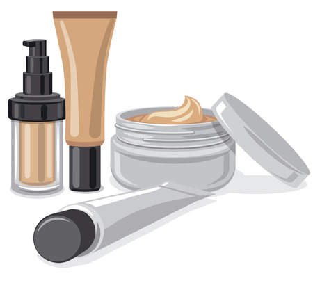 illustration of cometics and skin care moisturizers collectionのイラスト素材