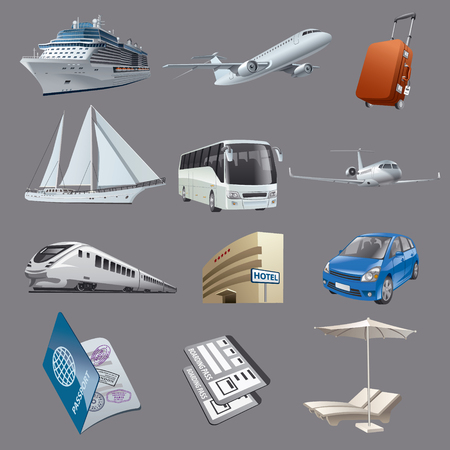 Set images for traveling and resortのイラスト素材