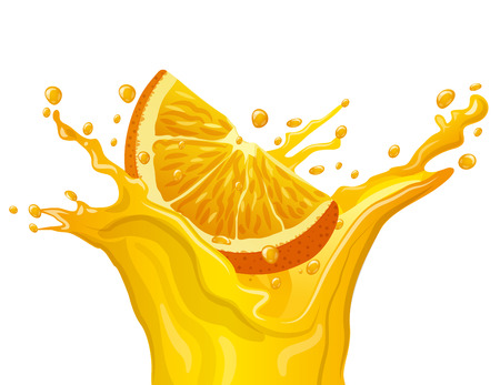 illustration of orange juice splash on the white backgroundのイラスト素材