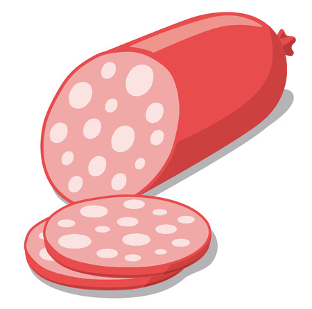 illustration of sausage meat products on a white backgroundのイラスト素材