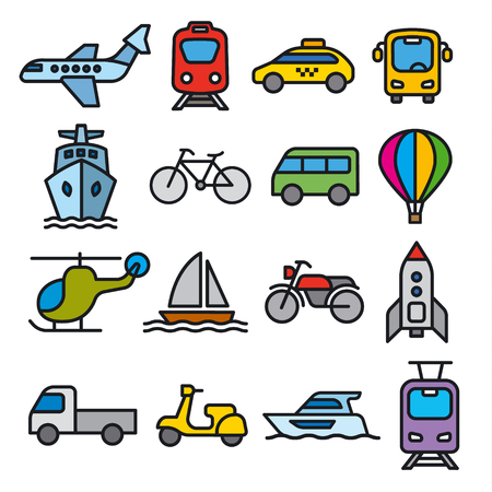 set of illustrations for concept icons of transportのイラスト素材