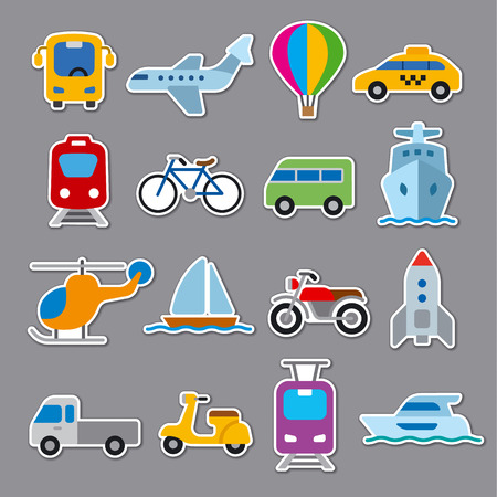 set of flat illustrations for concept stickers of transportのイラスト素材