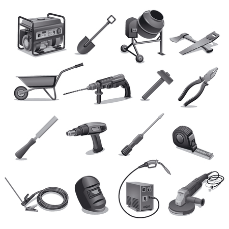 illustration of the construction work tools and equipmentのイラスト素材