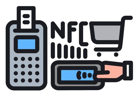 illustration of the nfc wireless contact technology service icon outlineのイラスト素材