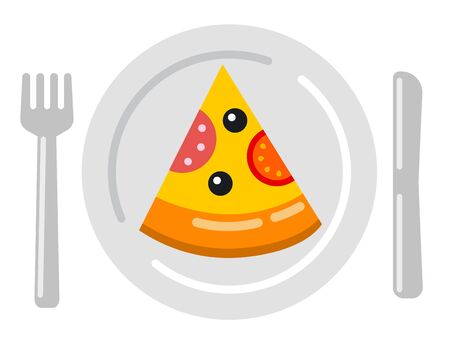 A slice of pizza salami on whiteのイラスト素材