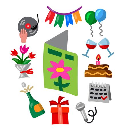illustration of the color cartoon celebrations and event cardのイラスト素材