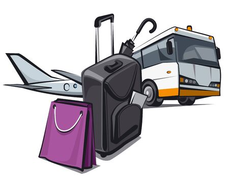 concept illustration of the private baggage in the airport for travelのイラスト素材
