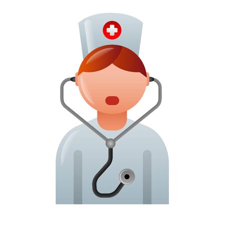 illustration of the doctor icon on the white backgroundのイラスト素材