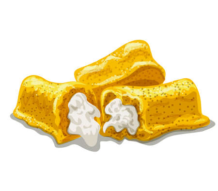 illustration of the twinkie vanilla cakes with a cream on the white backgroundのイラスト素材