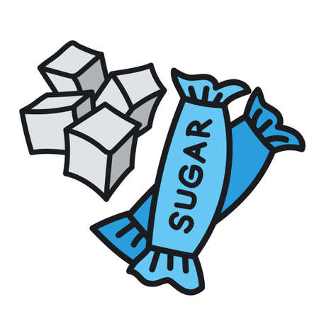 illustration of the sugar cubes with sugar packagesのイラスト素材
