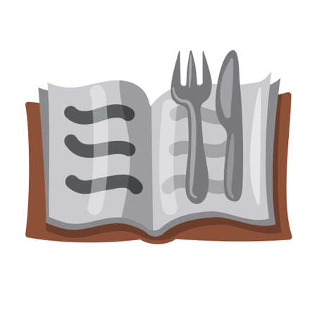illustration of the icon of the cookbook and cutleryのイラスト素材