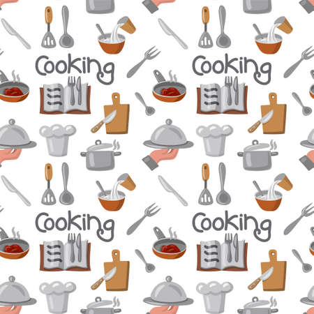 illustration of the cooking and preparation food seamless patternのイラスト素材