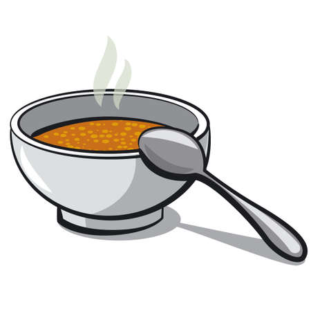 illustration of the bowl with a hot soupのイラスト素材