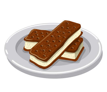 illustration of the ice cream sandwiches on the plateのイラスト素材