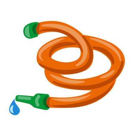 illustration of the orange watering hose on the white backgroundのイラスト素材