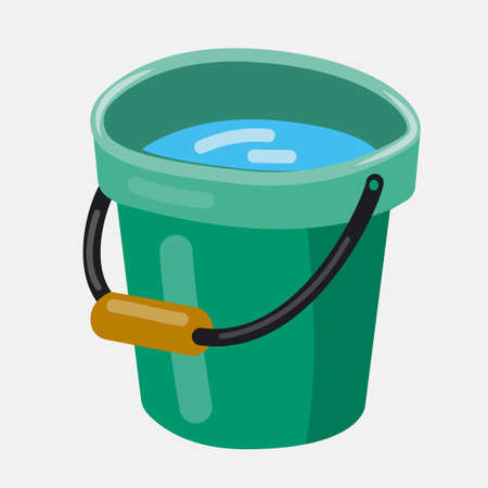 Bucket. Flat vector illustration. Bucket with water.のイラスト素材